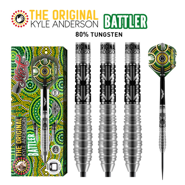 SHOT Kyle Anderson Battler Steel Tip Darts 80% - 24gm