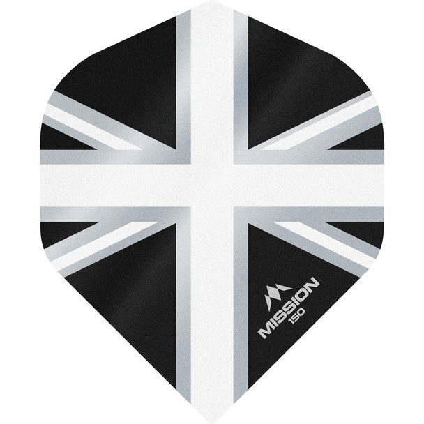 Mission - Alliance - Union Jack Dart Flights - No2 (Standard) - 150 Micron - Black with White
