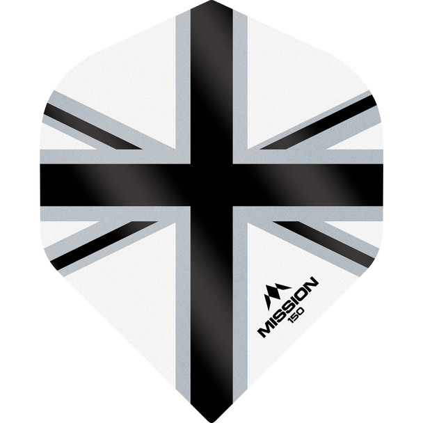 Mission - Alliance-X - Union Jack Dart Flights - No2 (Standard) - 150 Micron - White with Black