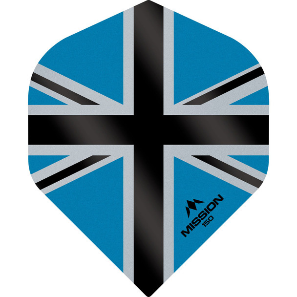 Mission - Alliance-X - Union Jack Dart Flights - No2 (Standard) - 150 Micron - Blue with Black