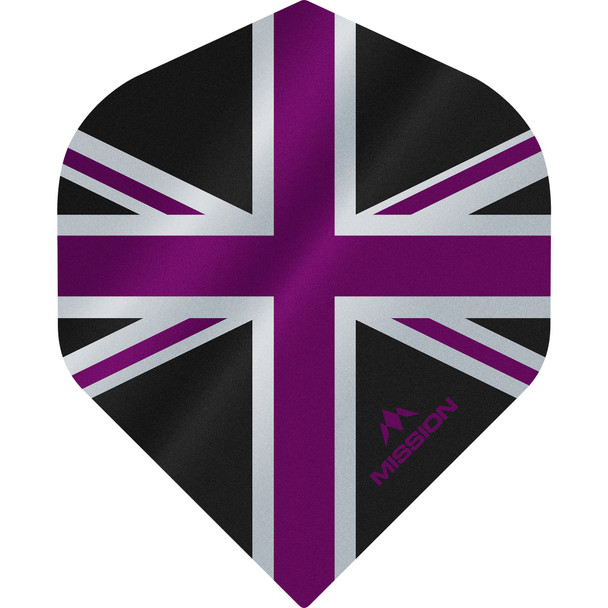 Mission - Alliance - Union Jack Dart Flights - No2 (Standard) - 100 Micron - Black with Purple