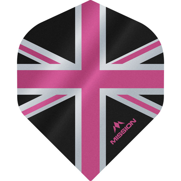 Mission - Alliance - Union Jack Dart Flights - No2 (Standard) - 100 Micron - Black with Pink