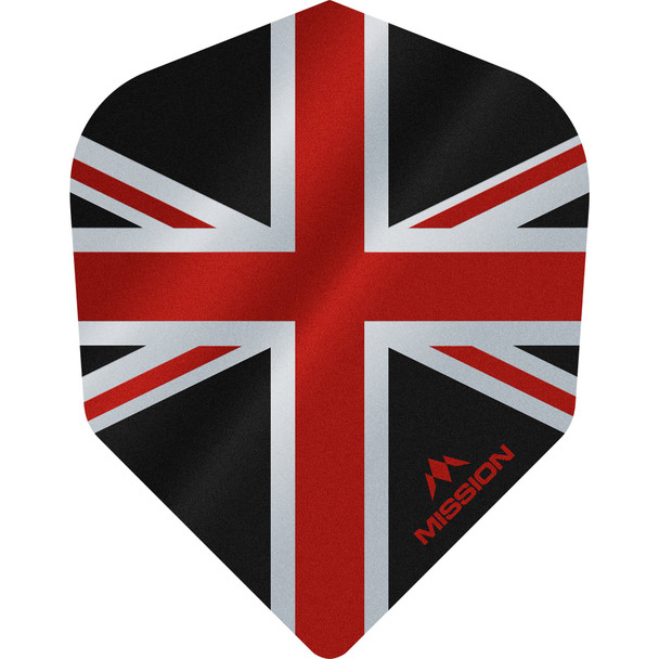 Mission - Alliance - Union Jack Dart Flights - No6 (Small Standard) - 100 Micron - Black with Red