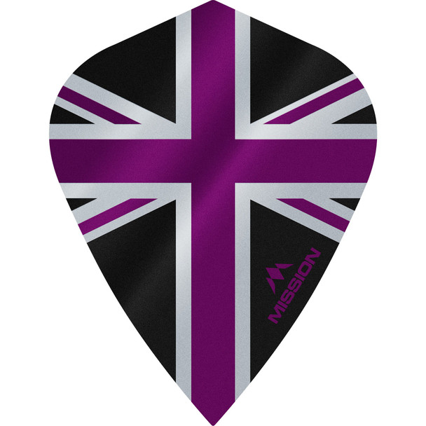 Mission - Alliance - Union Jack Dart Flights - Kite - 100 Micron - Black with Purple