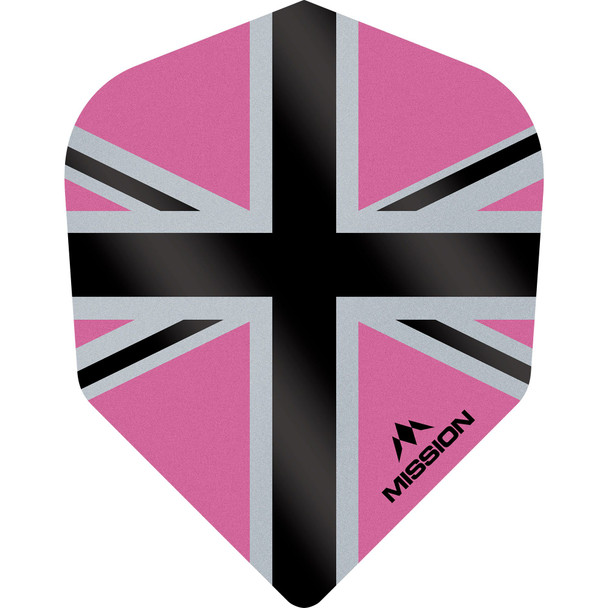 Mission - Alliance-X - Union Jack Dart Flights - No6 (Small Standard) - 100 Micron - Pink with Black