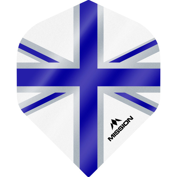 Mission - Alliance - Union Jack Dart Flights - No2 (Standard) - 100 Micron - White & Blue