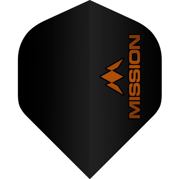 Mission Logo Dart Flights - 100 Micron - UV Finish - No2 (Standard) - Black - Orange Logo