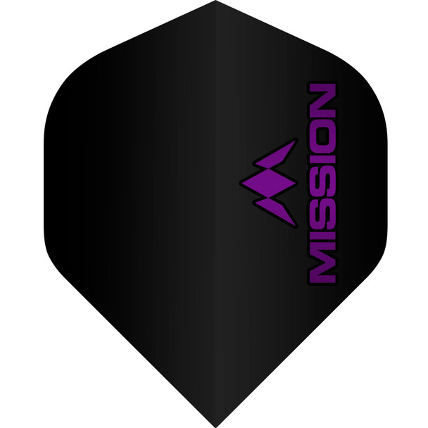 Mission Logo Dart Flights - 100 Micron - UV Finish - No2 (Standard) - Black - Purple Logo