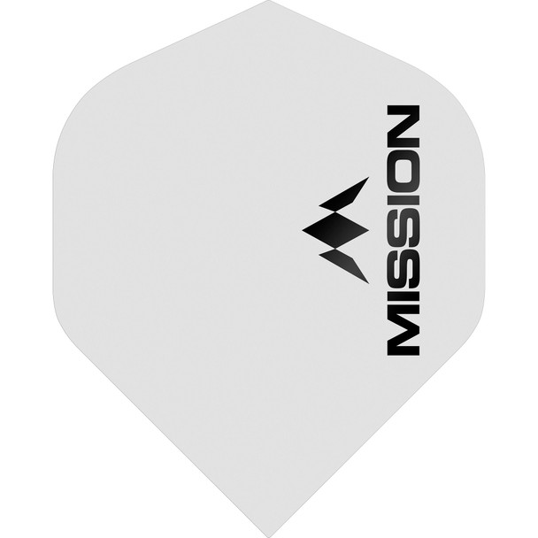 Mission Logo - Dart Flights - 100 Micron - UV Finish - No2 (Standard) - Matte White