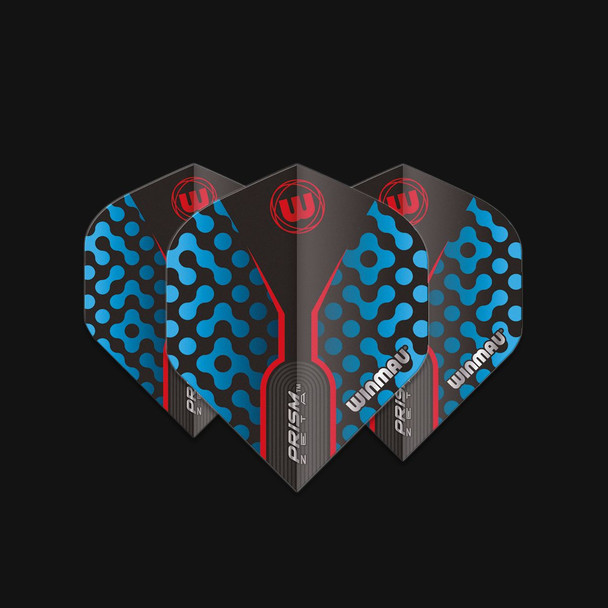 Winmau Prism Zeta Standard Dart Flight - Black, Blue & Red