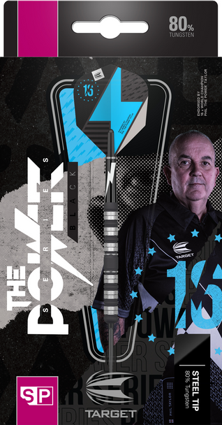 Phil Taylor Power Series 80% 21g Black SP Steel Tip Darts