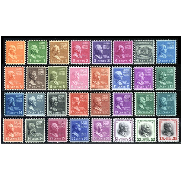 US #803-34 1938 United States Presidential Series F-VF MNH