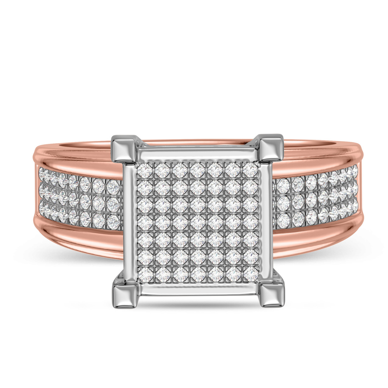 Affy 3/4 Carat T.W. Diamond Princess Cluster Bridal Set 14K Rose