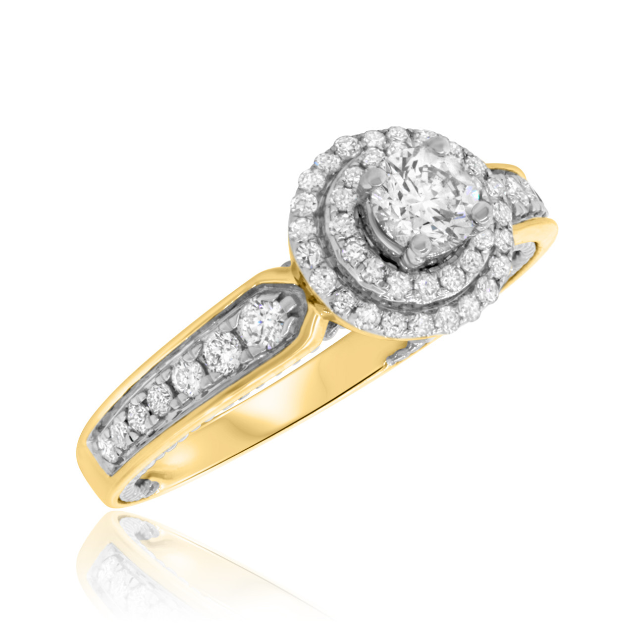 Women's Engagement Ring 14k Yellow Gold 7 Small Diamonds