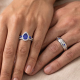 Photo of Ixora 1 3/8 Carat T.W. Sapphire and Diamond Trio Matching Wedding Ring Set 10K White Gold [BT1000W-C000]