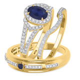 Photo of Bellerose 1 1/3 Carat T.W. Sapphire and Diamond Trio Matching Wedding Ring Set 10K Yellow Gold [BT1001Y-C000]