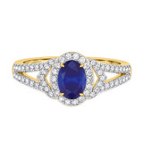Photo of Bellerose 1 1/3 CT. T.W. Sapphire and Diamond Trio Matching Wedding Ring Set 14K Yellow Gold [BT1001YE-C000]