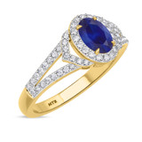 Photo of Bellerose 1 1/3 CT. T.W. Sapphire and Diamond Trio Matching Wedding Ring Set 14K Yellow Gold [BT1001YE-C000]