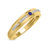 Photo of Bellerose 1 1/3 CT. T.W. Sapphire and Diamond Trio Matching Wedding Ring Set 14K Yellow Gold [BT1001YM]