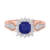 Photo of Kassia 1 1/2 CT. T.W. Sapphire and Diamond Trio Matching Wedding Ring Set 14K Rose Gold [BT1002RE-C000]