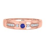 Photo of Kassia 1 1/2 CT. T.W. Sapphire and Diamond Trio Matching Wedding Ring Set 14K Rose Gold [BT1002RM]