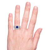 Photo of Kassia 1 1/2 Carat T.W. Sapphire and Diamond Trio Matching Wedding Ring Set 14K White Gold [BR1002W-C000] [HT]