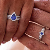 Photo of Lita 1 3/8 CT. T.W. Sapphire and Diamond Trio Matching Wedding Ring Set 10K White Gold [BT1003W-C000]