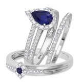 Photo of Lita 1 3/8 CT. T.W. Sapphire and Diamond Trio Matching Wedding Ring Set 10K White Gold [BT1003W-C000]