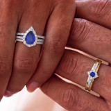 Photo of Lita 1 3/8 Carat T.W. Sapphire and Diamond Trio Matching Wedding Ring Set 14K Yellow Gold [BT1003Y-C000]