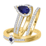 Photo of Lita 1 3/8 Carat T.W. Sapphire and Diamond Trio Matching Wedding Ring Set 14K Yellow Gold [BT1003Y-C000]