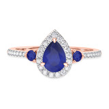 Photo of Ixora 1 1/4 CT. T.W. Sapphire and Diamond Matching Bridal Ring Set 10K Rose Gold [BT1000RE-C000]