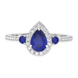 Photo of Ixora 1 1/4 CT. T.W. Sapphire and Diamond Matching Bridal Ring Set 14K White Gold [BT1000WE-C000]