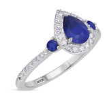 Photo of Ixora 1 1/4 CT. T.W. Sapphire and Diamond Matching Bridal Ring Set 14K White Gold [BT1000WE-C000]