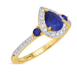 Photo of Ixora 1 1/4 Carat T.W. Sapphire and Diamond Matching Bridal Ring Set 10K Yellow Gold [BT1000YE-C000]