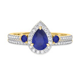 Photo of Ixora 1 1/4 Carat T.W. Sapphire and Diamond Matching Bridal Ring Set 14K Yellow Gold [BR1000Y-C000]