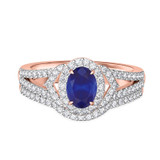 Photo of Bellerose 1 1/6 CT. T.W. Sapphire and Diamond Matching Bridal Ring Set 10K Rose Gold [BR1001R-C000]