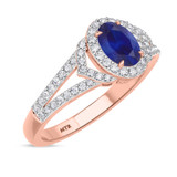 Photo of Bellerose 1 1/6 CT. T.W. Sapphire and Diamond Matching Bridal Ring Set 10K Rose Gold [BT1001RE-C000]