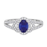 Photo of Bellerose 1 1/6 CT. T.W. Sapphire and Diamond Matching Bridal Ring Set 10K White Gold [BT1001WE-C000]