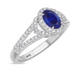 Photo of Bellerose 1 1/6 CT. T.W. Sapphire and Diamond Matching Bridal Ring Set 10K White Gold [BT1001WE-C000]