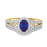 Photo of Bellerose 1 1/6 CT. T.W. Sapphire and Diamond Matching Bridal Ring Set 14K Yellow Gold [BR1001Y-C000]