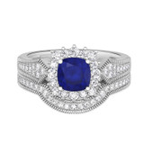 Photo of Kassia 1 3/8 Carat T.W. Sapphire and Diamond Matching Bridal Ring Set 14K White Gold [BR1002W-C000]