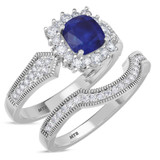 Photo of Kassia 1 3/8 Carat T.W. Sapphire and Diamond Matching Bridal Ring Set 14K White Gold [BR1002W-C000]