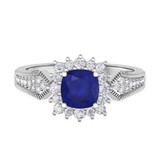 Photo of Kassia 1 3/8 Carat T.W. Sapphire and Diamond Matching Bridal Ring Set 14K White Gold [BT1002WE-C000]