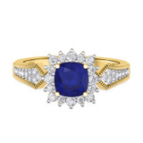 Photo of Kassia 1 3/8 CT. T.W. Sapphire and Diamond Matching Bridal Ring Set 10K Yellow Gold [BT1002YE-C000]