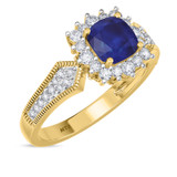 Photo of Kassia 1 3/8 CT. T.W. Sapphire and Diamond Matching Bridal Ring Set 10K Yellow Gold [BT1002YE-C000]