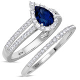 Photo of Lita 1 1/4 Carat T.W. Sapphire and Diamond Matching Bridal Ring Set 10K White Gold [BR1003W-C000]