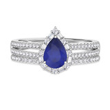Photo of Lita 1 1/4 CT. T.W. Sapphire and Diamond Matching Bridal Ring Set 14K White Gold [BR1003W-C000]