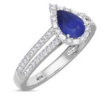 Photo of Lita 1 1/4 CT. T.W. Sapphire and Diamond Matching Bridal Ring Set 14K White Gold [BT1003WE-C000]