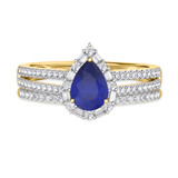 Photo of Lita 1 1/4 CT. T.W. Sapphire and Diamond Matching Bridal Ring Set 14K Yellow Gold [BR1003Y-C000]