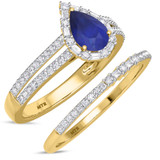 Photo of Lita 1 1/4 CT. T.W. Sapphire and Diamond Matching Bridal Ring Set 14K Yellow Gold [BR1003Y-C000]